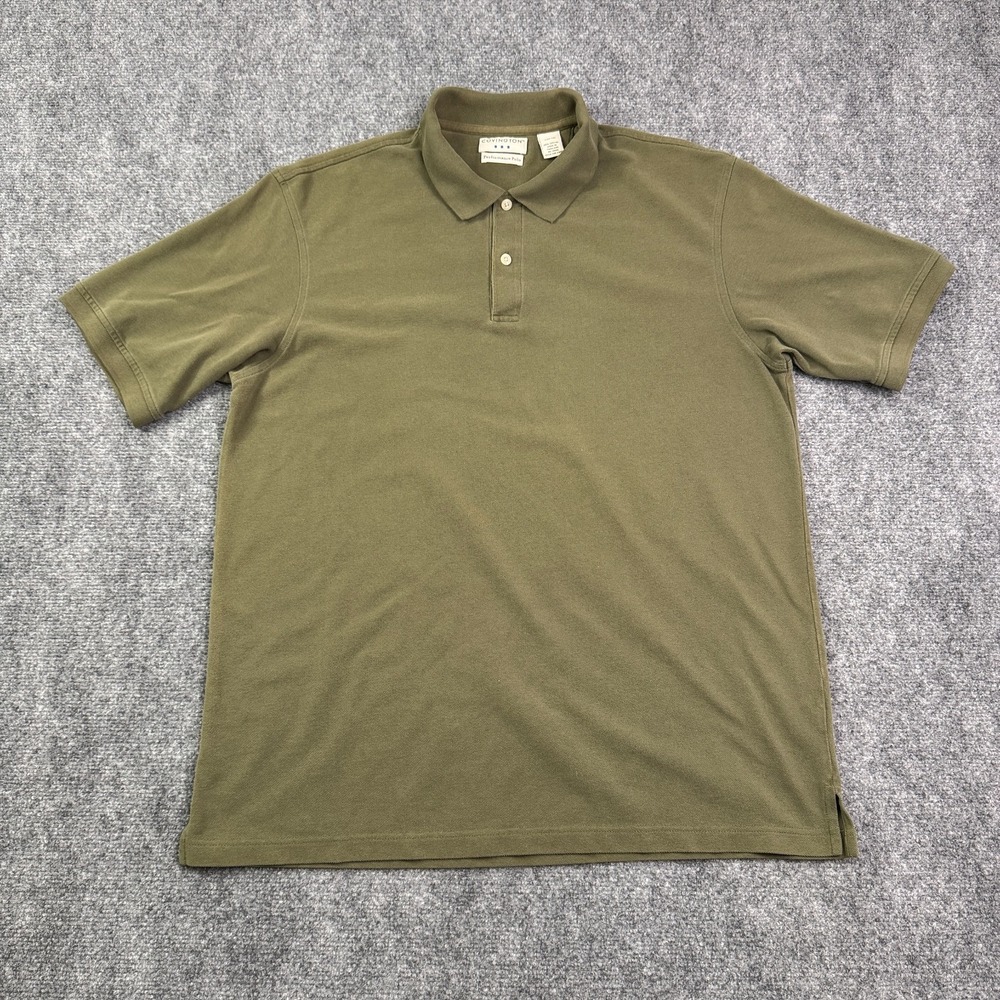 Covington Polo Shirt Mens Large Performance Olive Green Knit Golf Cotton